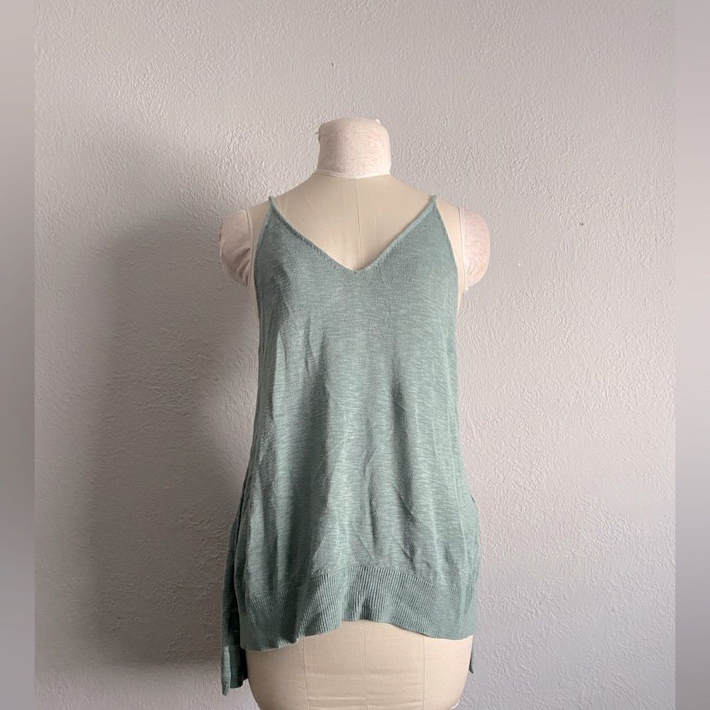 Free People Sage Green/Blue Relaxed Knitted Tank Size Small
